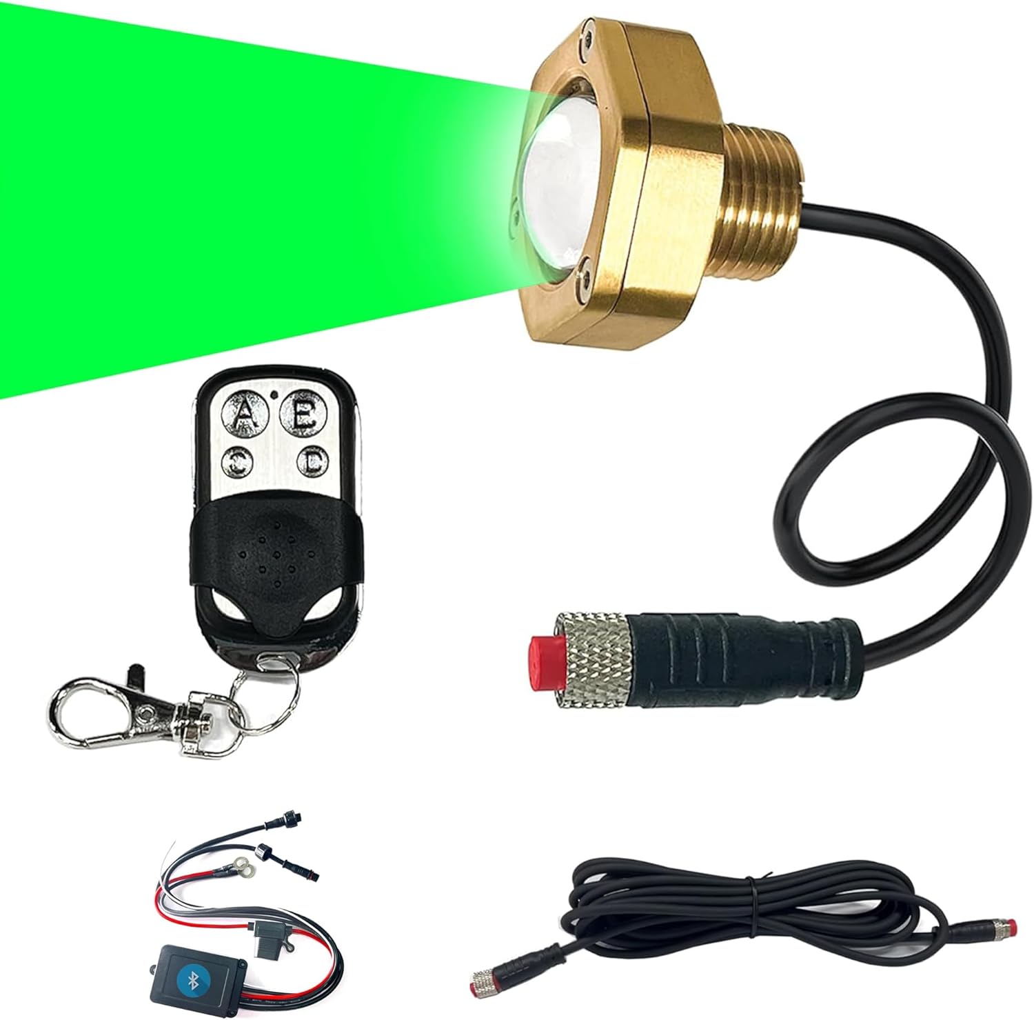 Marine Grade Standard 1/2" NPT Boat Drain Plug Light with APP RF Remote Control，Underwater LED Boat Light,40W 4100LM IP68 Waterproof Smart Cooling System for Yachts, Kayaks (Green)