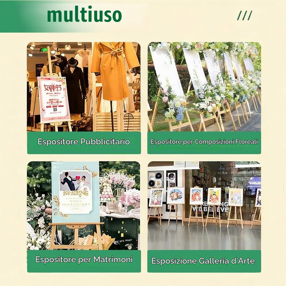 2PCS Cavalletto Legno,Cavalletto In Legno Da 150 Cm Regolabile In Altezza,Adatto a Artisti,Pittori e Esposizioni Matrimoniali,Perfetto Anche Per Bambini e Adulti