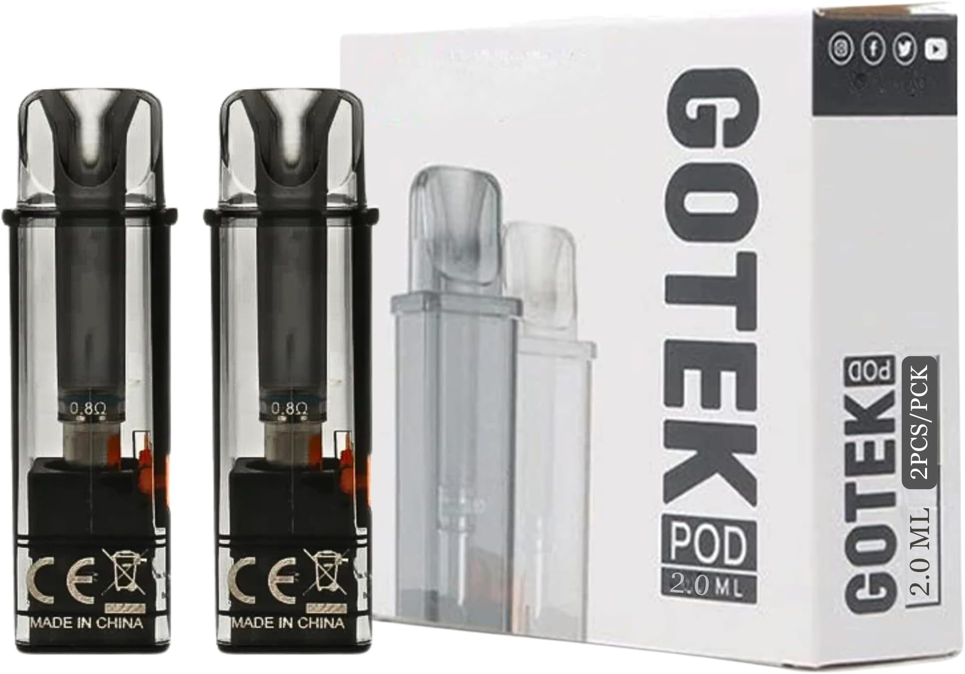 Aspire Gotek X Replacment Pod 0.8ohm, Smooth MTL & RDTL Vaping, Inhale Activated, 10-13W, TPD Compliant Ecig 2ml No Nicotine (Replacment Pod 0.8ohm)