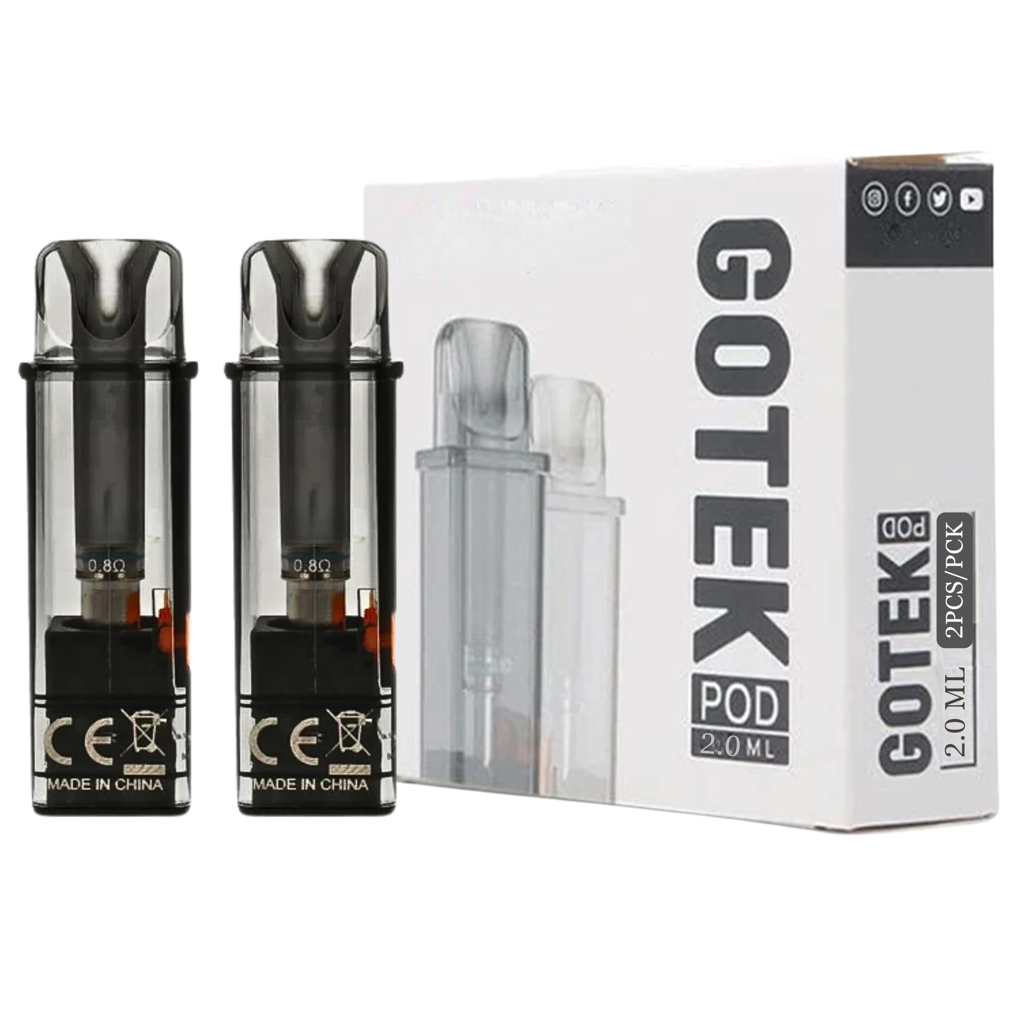 Aspire Gotek X Replacment Pod 0.8ohm, Smooth MTL & RDTL Vaping, Inhale Activated, 10-13W, TPD Compliant Ecig 2ml No Nicotine (Replacment Pod 0.8ohm)