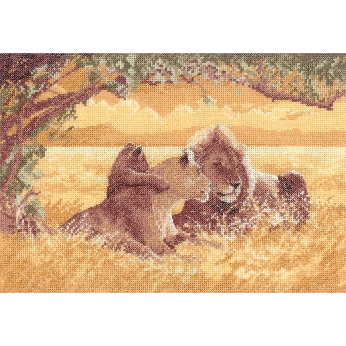 Heritage Crafts Cross Stitch Kit - Power and Grace - Lions