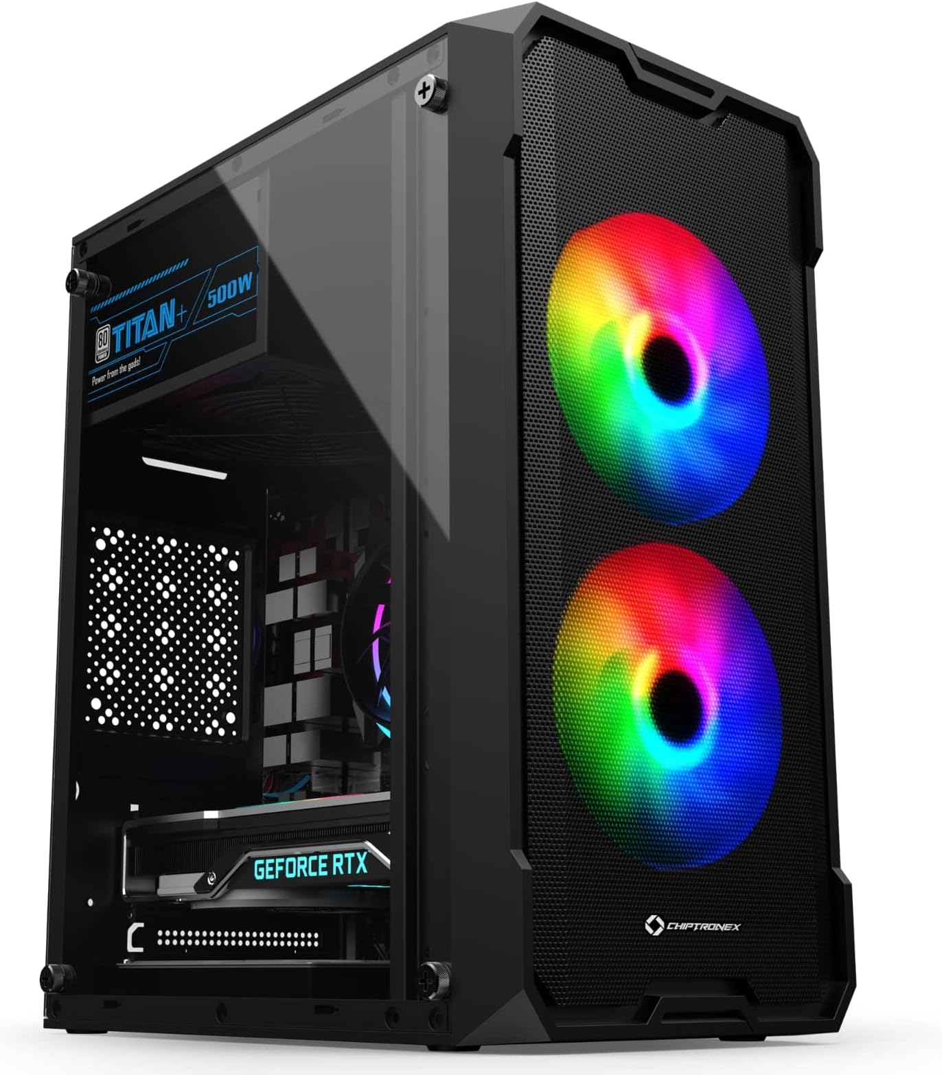 CHIPTRONEX Tempered Glass, Acrylic Z810 Micro ATX Gaming Cabinet USB 3.0 Gaming Case, Computer Case, Cabinet for PC, PC Cabinet, RGB Light, MATX MITX Motherboard Support Case Without SMPS (Black)