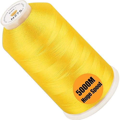 New brothread - Single Huge Spool 5000M Each Polyester Embroidery Machine Thread 40WT for Commercial and Domestic Machines - Canary Yellow(Janome Color)
