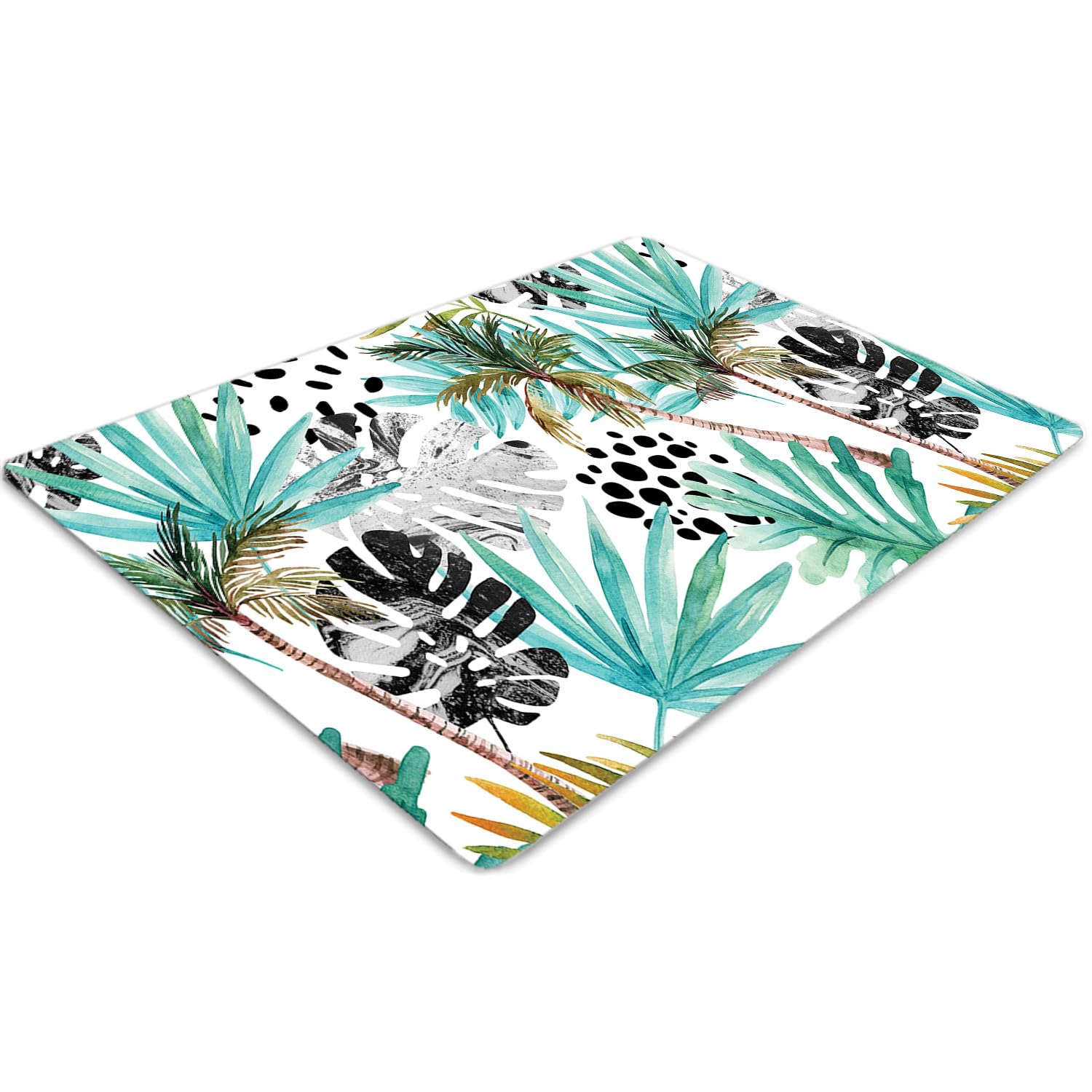 Protège-sol résistant aux dommages en PVC étanche avec motif palmiers pour chaise à roulettes