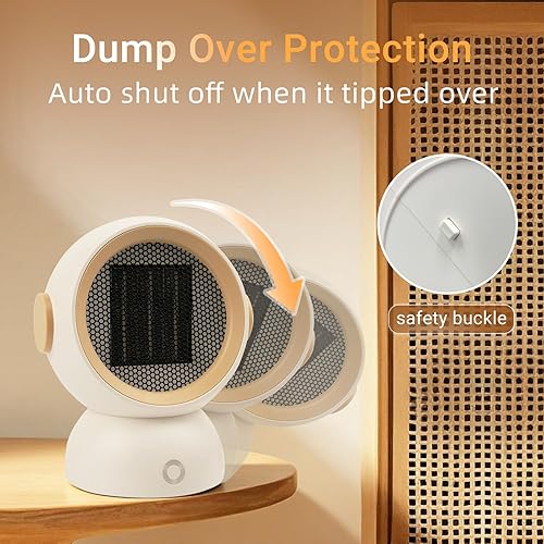 Miniatura 3 de Calentador de espacio, calentadores eléctricos portátiles para habitación pequeña, para uso en interiores, dos velocidades, 1200 W, mini