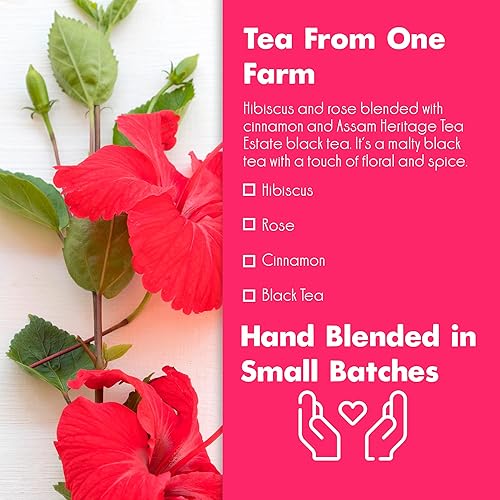 Miniatura 3 de Big Heart Tea Co. Bolsas de té - Rosa especiada - Té negro con cafeína de comercio directo en bolsitas de plástico cero con pequeños lotes de