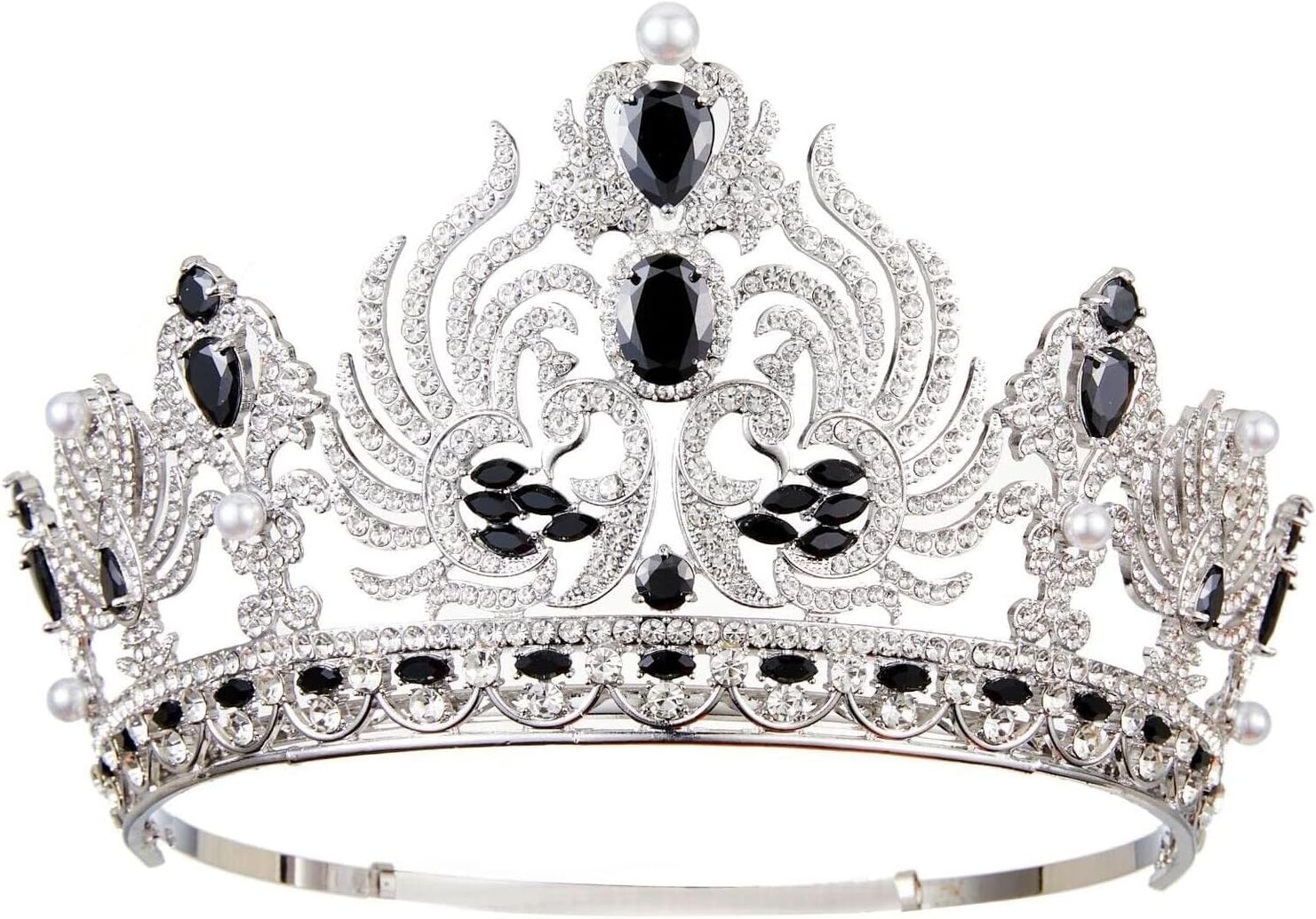 Crystal Bridal Tiara for Women - Yellow Rhinestone Queen Crown Pageant Diadem Wedding Hair Jewelry Accessories(Khaki)
