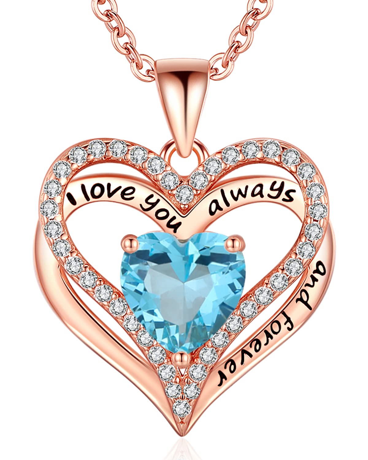 S925 Sterling Silver Necklace for Women, Wife Jewelry Rose Gold, Mom Birthday Valentines Mothers Day Gifts, Girlfriend Necklaces, Daughter Heart Jewel, Anniversary for Her Rose Gold 03 Mar
