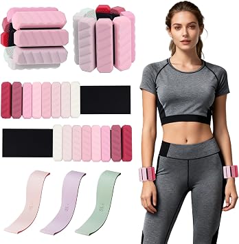 Ankle Weights & Resistance Bands Set for Women Adjustable | Adjustable 1 lb Wrist & Ankle Weights, 3 Resistance Levels, Yoga, Pilates, Cardio & Strength Training
