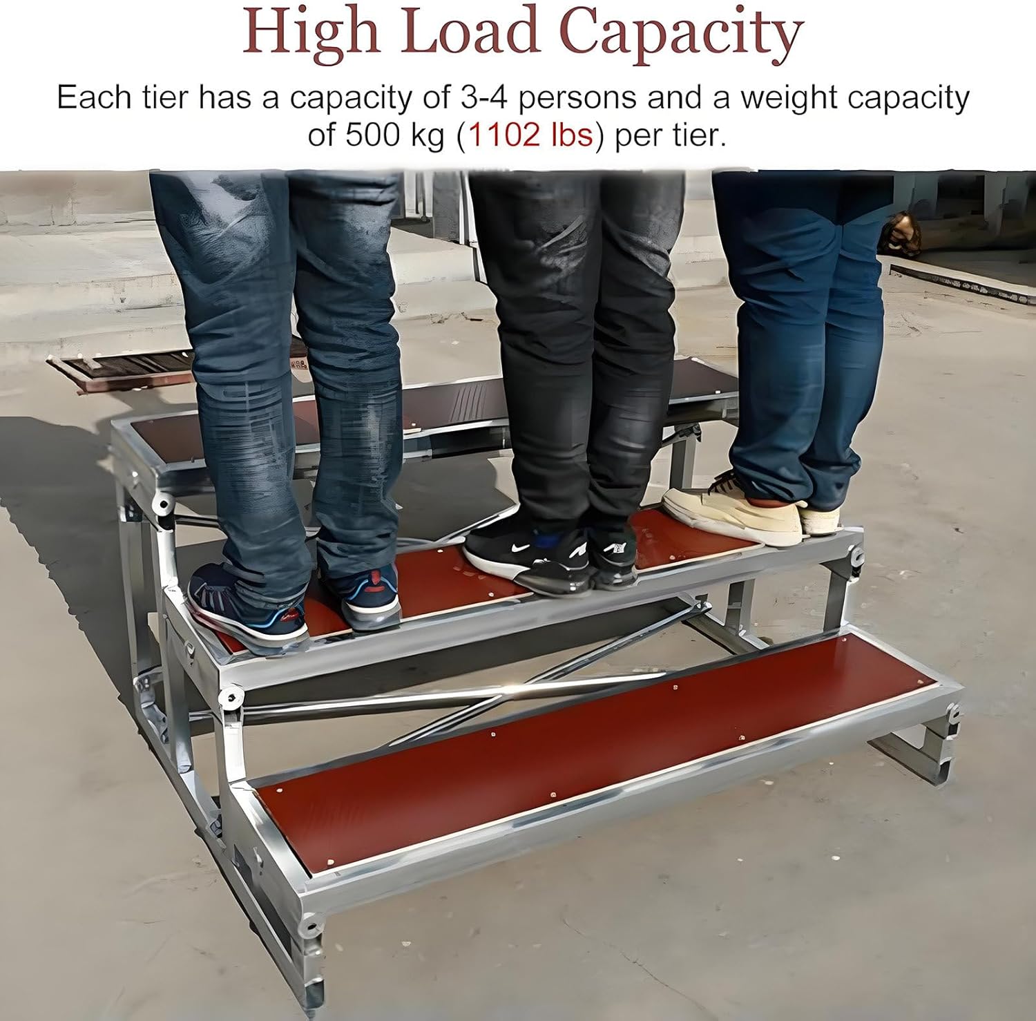 Commercial Choir Risers 3-Tier Step Platform, Multi-Functional Choral Staircase Treads for Group Performances, Lectern & Speaking Stand, Durable & Portable Seating Solution