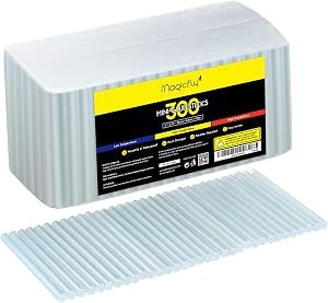 Magicfly Hot Glue Gun Sticks, Huge Pack of 300, 4 inches Long and 0.27 inch Diameter Mini Hot Melt Glue Sticks, Compatible with Most Glue Guns, Perfect for DIY Craft Projects and Sealing