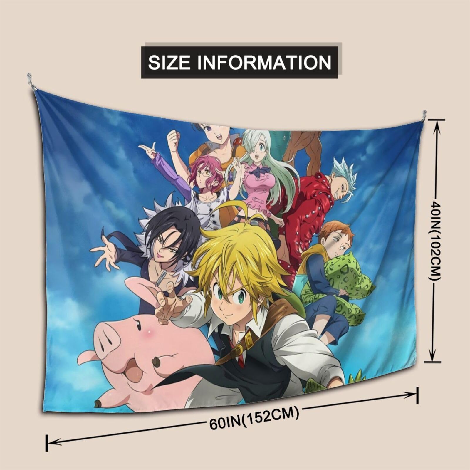 Amazon.co.jp: 七つの大罪 多機能 撮影用 背景布 タペストリー 装飾 布ポスター 大きい 個性 ユニーク 壁掛け布 リビング 玄関 客間  寝室 壁掛け パーティー インテリア 布ポスター150*100cm : ホーム＆キッチン