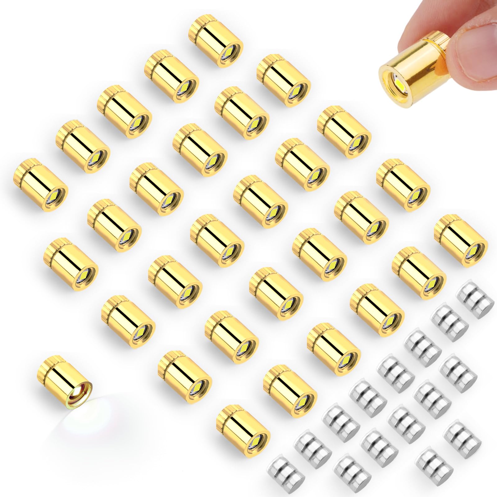 30pcs Mini LED Lights, Battery Operated Tiny Small Micro Miniature Museum LED Lights with 15 Extra Spare Batteries for Shadow Box DIY Craft & Creative Decor (Cold White)