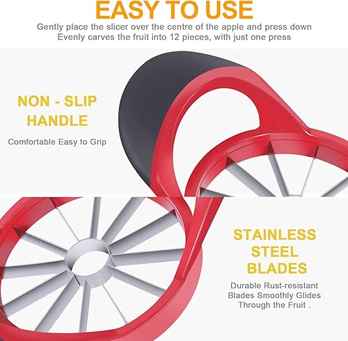 Miniatura 3 de 4.72 Inch 12 Super Sharp Stainless Steel Blades Apple Slicer, Corer and Divider, 1 Super Sharp Stainless Steel Peeler, 2 Stainless Steel Fruit Forks