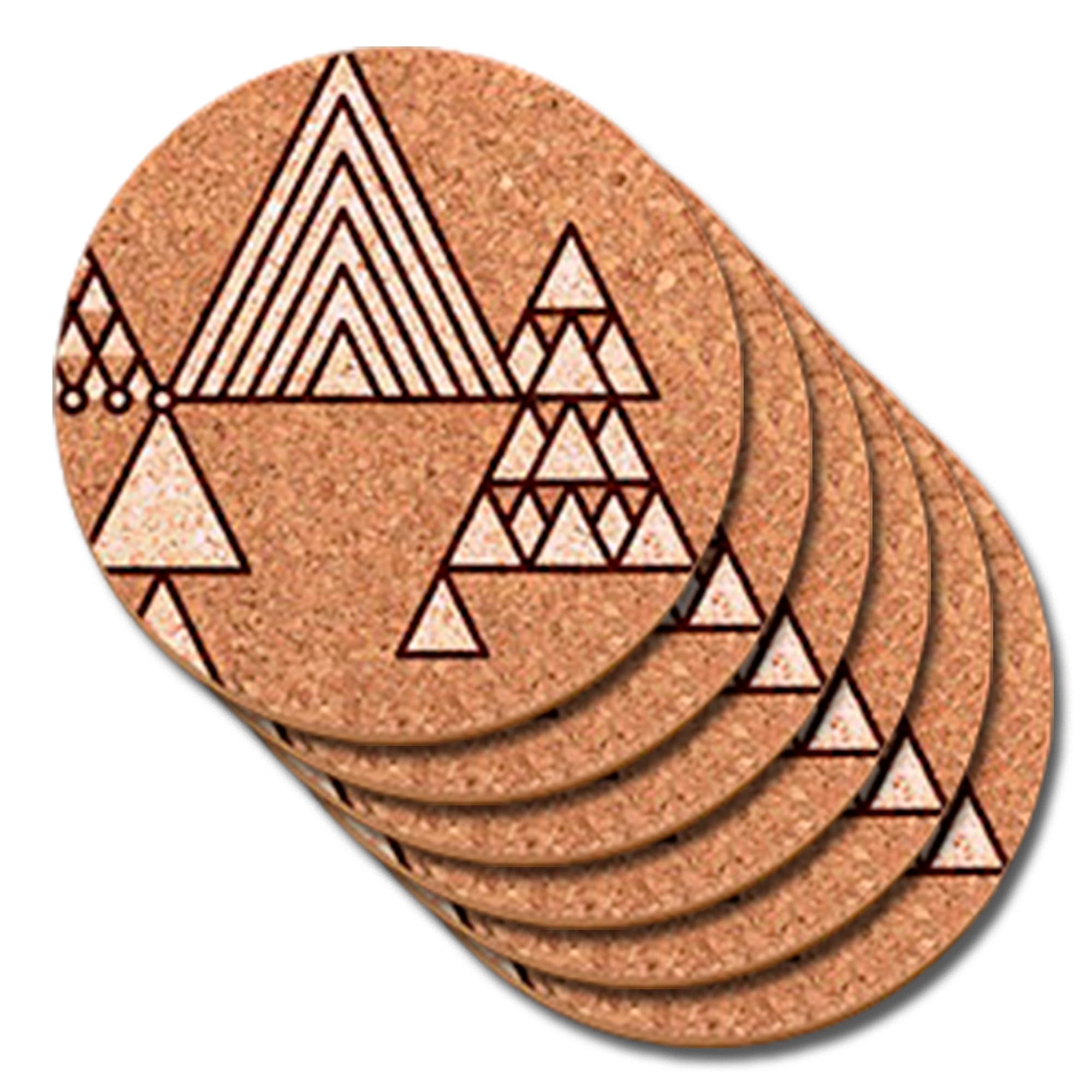 Go4Cork Cork Round Coaster Christmas Themed with Trees, Pack of 6 | Heat Resistent, Reusable, Easy to Clean