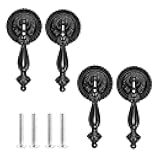 4 Pack Antique Cabinet Pulls, Cabinet Pull Handle Knobs, Zinc Alloy Antique Decorative Handle Drawer Cabinet Teardrop Pull Knobs with Mounting Screws - Black