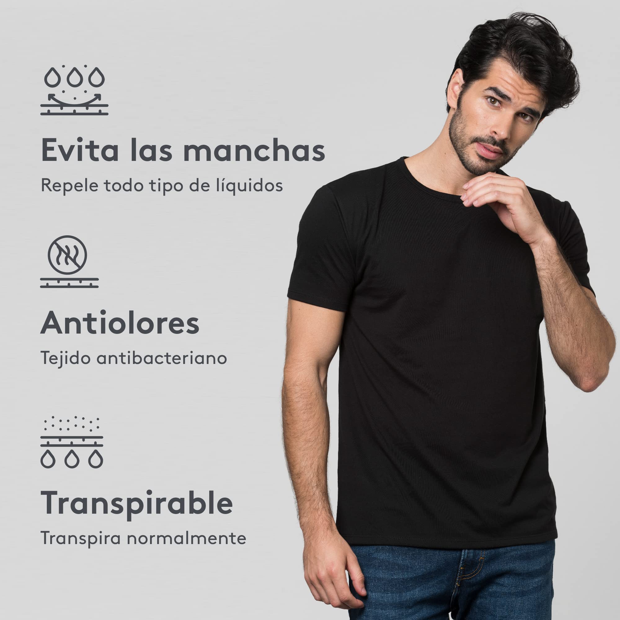 Camiseta a Prueba de Sudor Sutran, Absorbe y Evapora el Sudor, a Prueba de Manchas, a Prueba de Olores, Anti-Sudor, Anti-Manchas, Anti-Olor, 100% Transpirable