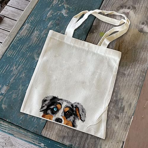 Vista 156 de WIRESTER Bolsa de lona para mujeres y niñas, bolsa de playa, comestibles y viajes, lindo perro