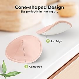 Organic Nursing Pads - 14 Washable Breast Pads for Breastfeeding, Wash Bag, Viscose Derived from Bamboo Reusable Nipple Covers for Breastfeeding Essentials, Soft & Absorbent(Pink Sand, L 4.8)