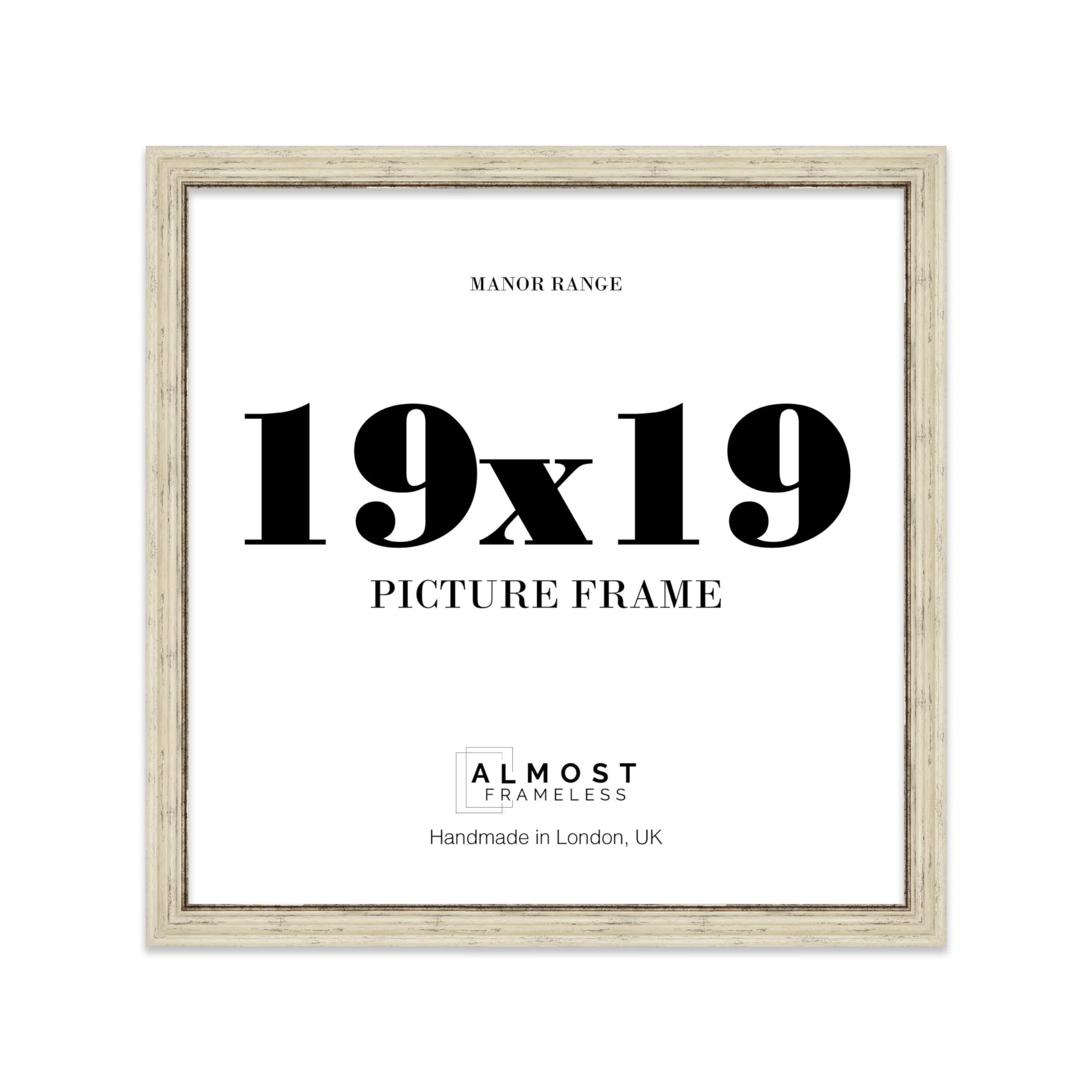 19x19 Picture Frame, Display 19x19 Pictures (48.3 x 48.3cm) - Distressed Cream Refined 42mm Edge Decorative Wall Display Frame - 1 Pack