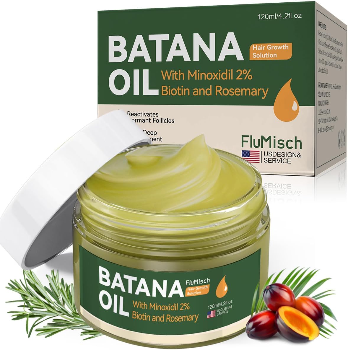FluMisch Batana Oil for Hair Growth, Natural Rosemary Oil Hair Growth Serum, with Minoxidil Biotin for Damaged Hair, Hair Strengthening Products that Increase Hair Thickness and Prevent Hair Loss