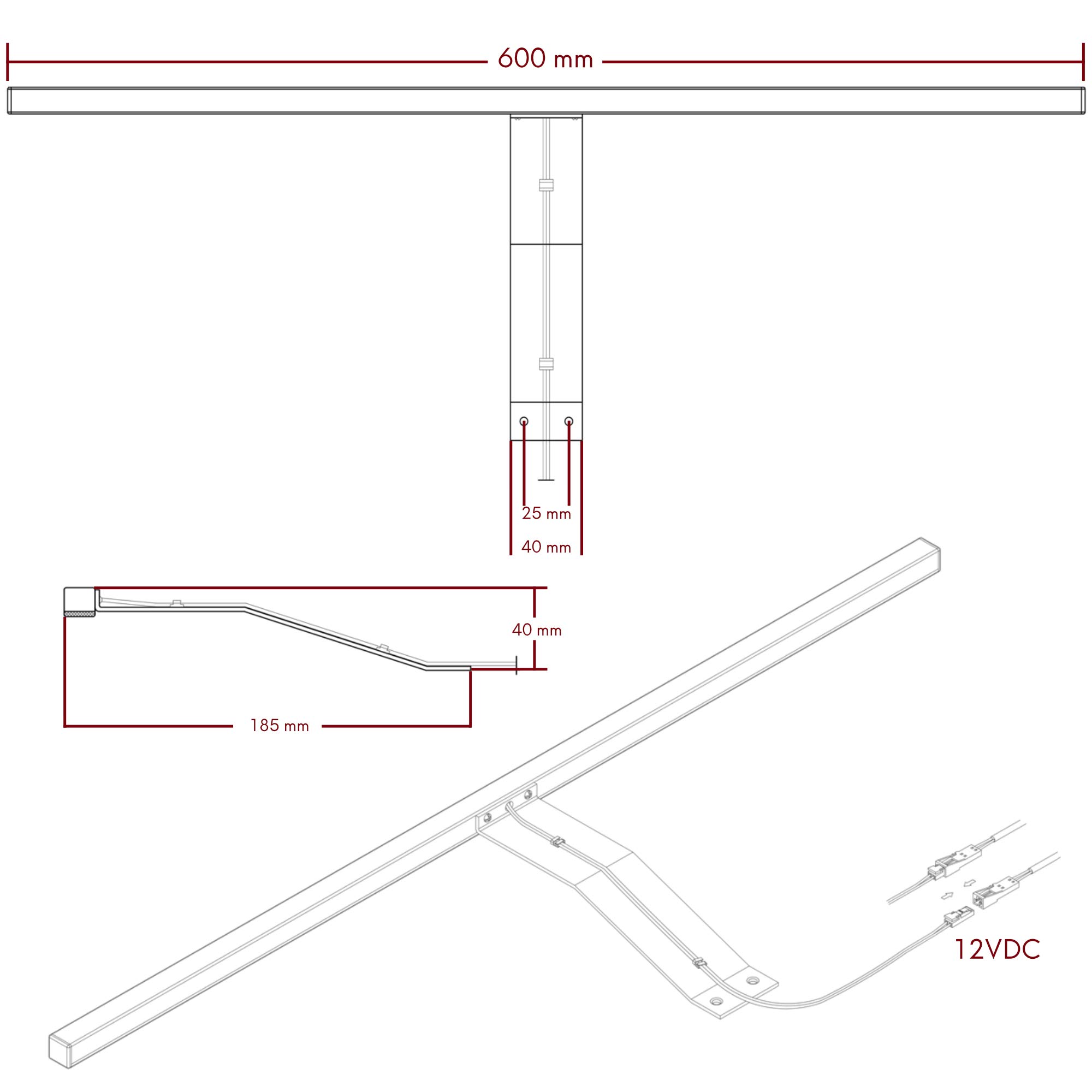 Minify - Set di 4 lampade LED per armadio, 600 mm, colore: Cromo/Argento 3er Set Warmweiss Silbergrau [Classe di efficienza energetica A+]