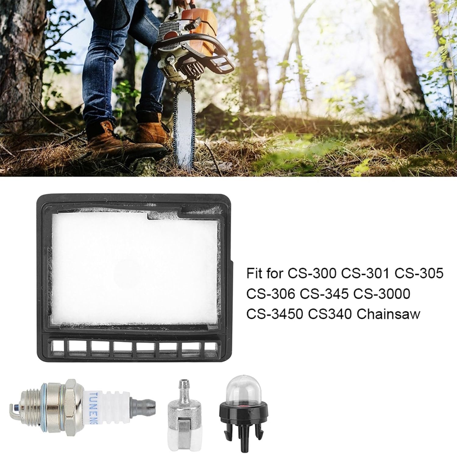 Filtr powietrza i paliwa piły łańcuchowej z żarówką zapłonową Kompatybilny z Echo CS 300 CS 301 CS 305 CS 306 CS 345 CS 3000 CS 3450 CS340