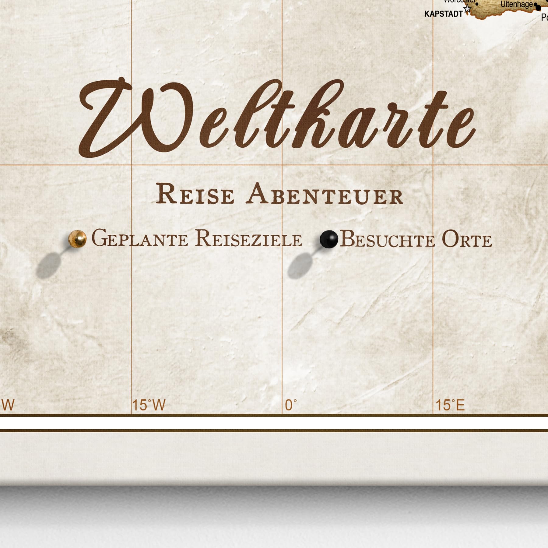 Hochwertige Canvas Weltkarte mit Kork-Pinnwand - Deutsche Beschriftung - Dekorative Wanddeko für alle Zimmer - Leinwandbilder mit Weltkarte Motiv (70x50 cm, Muster 20)