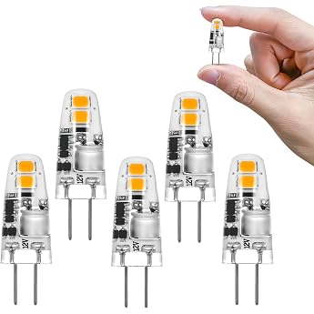 I-SHUNFA G4 LED Bulbs 1.2 W Warm White 3000 K LED Bulbs 12 V Replacement for 10 W-15 W Halogen Bulbs 120 lm Non-Dimmable Small LED Bulbs for Cooker Hood Kitchen Pack of 5