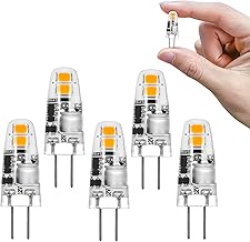 I-SHUNFA G4 LED Bulbs, Warm White 3000K, AC/DC 12V 1.2W Replacement for 10W-15W Halogen Bulbs, 120LM Not Dimmable, Small LED Bulbs for Extractor Hood, Kitchen (Pack of 5)