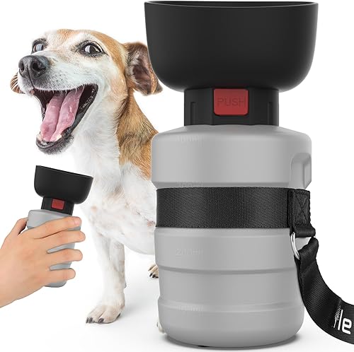 Miniatura 16 de lesotc - Botella de agua para perros mejorada, dispensador de agua portátil a prueba de fugas, botella de agua para mascotas, para caminar al aire