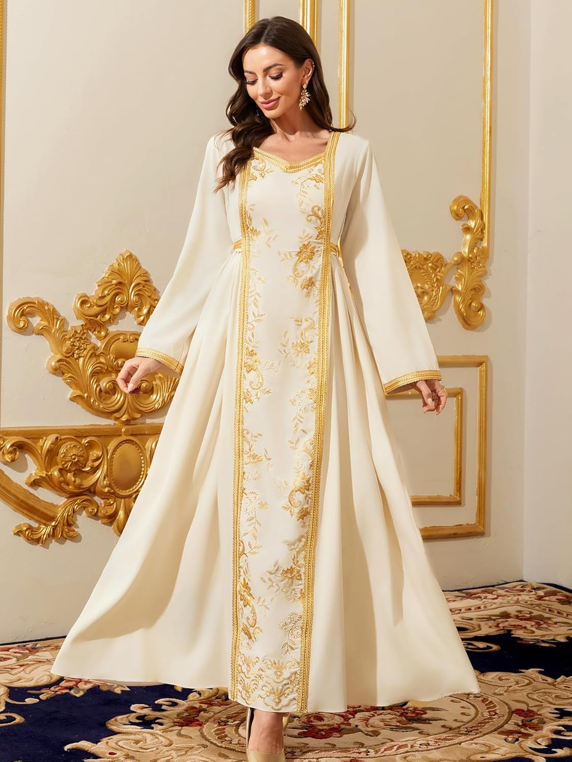 muslim dresses for weddings Muslim Hijab A-Line Wedding Dress Long Sleeves Luxury Lace Bridal Gown, White / 2