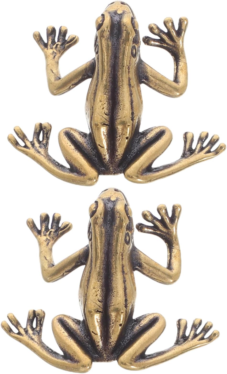 DOITOOL 2pcs Vintage Brass Frog-Shaped Drawer Pulls Classic Animal Cabinet Handles for Bedroom Bathroom Wardrobe Cupboard Single Decorative Furniture Hardware