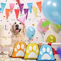 Vista 7 de Eccliy 24 mochilas reutilizables con cordón y estampado de patas, lindas bolsas de regalo para cachorros, regalos de fiesta, dulces, golosinas