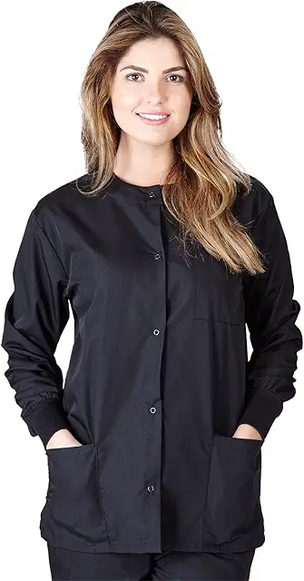Black Scrub Jacket: Women's Warm Up Medical Jacket (XS-5XL)