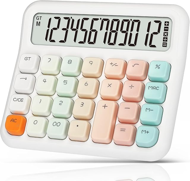 Pendancy Calculators Bureau 12 Calculatrice de base de couleur rose graduée à chiffres avec extra grand LCD Affichage et boutons, pour bureau, école, utilisation à domicile