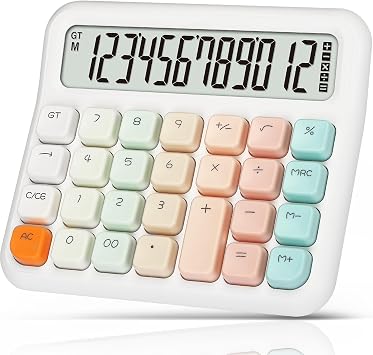 Pendancy Calculator, Desktop, 12 Digit, Cute, Basic, Calculator with Extra Large LCD Display and Buttons for Office, School, Home, Gradient Pink