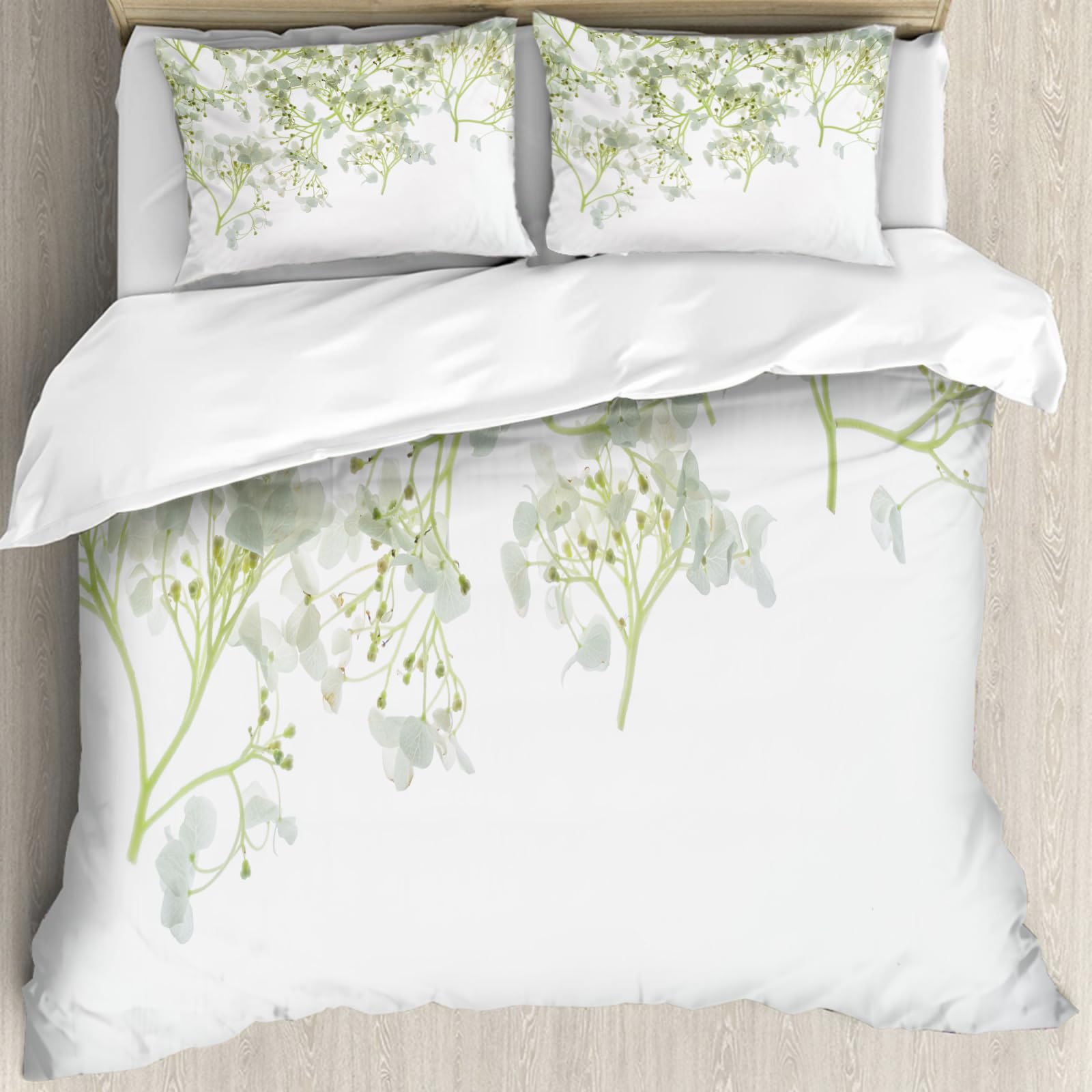 Parure housse de couette florale blanche 228x264cm de qualité supérieure