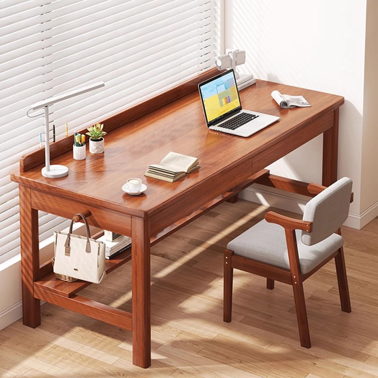 Scrivania Per Computer In Legno Massello Con Cassetto Scrittoio Per Studenti, Scrivania Per Ufficio 80/100/120 Cm Stile Moderno E Minimalista(80X60X75CM)