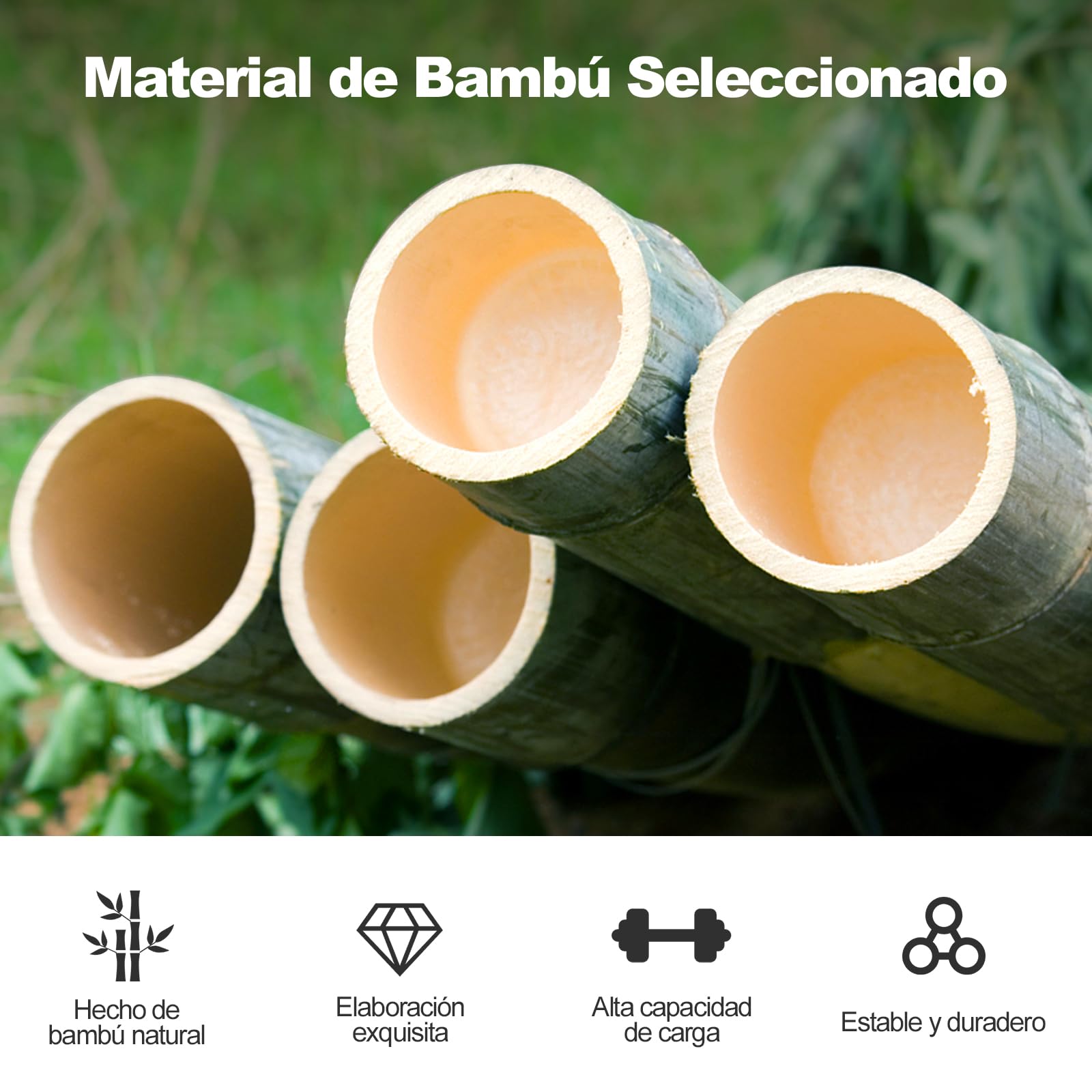 COSTWAY Set de 2 Taburetes de Bar Plegables, 36x33x61 cm, Taburetes Plegables de Bambú con Reposapiés y Asiento Ancho, Taburetes Portátiles de Madera Natural para Cocina, No Requiere Montaje