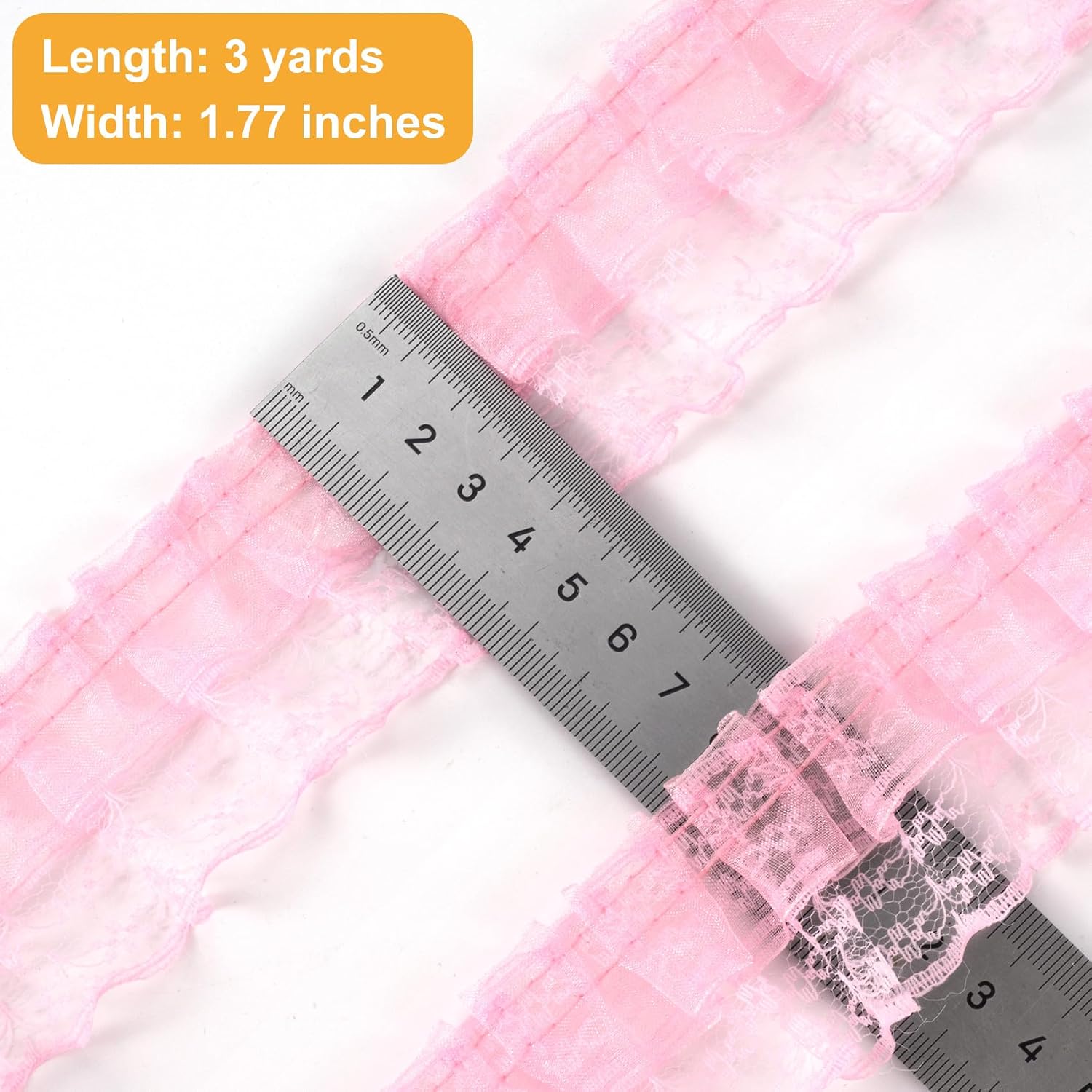 3 Yards Pink Lace Trim, Vintage Crocheted Lace Ribbons