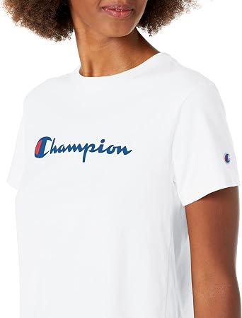 Champion Womens Classic Short Sleeve Graphic T-Shirt, Standard Fit, Script Logo