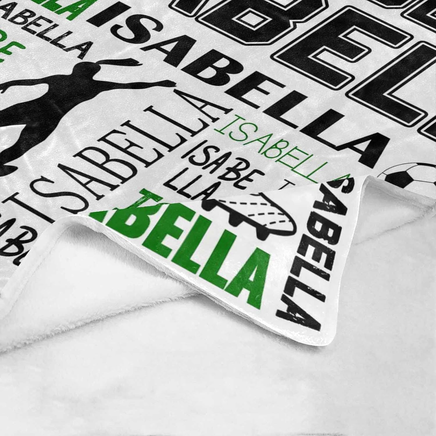 Custom Football Soccer Ball Blanket with Name for Girl Personalized Throw Blanket for Bed Sofa Gifts for Birthday Wedding 40x50 Inches
