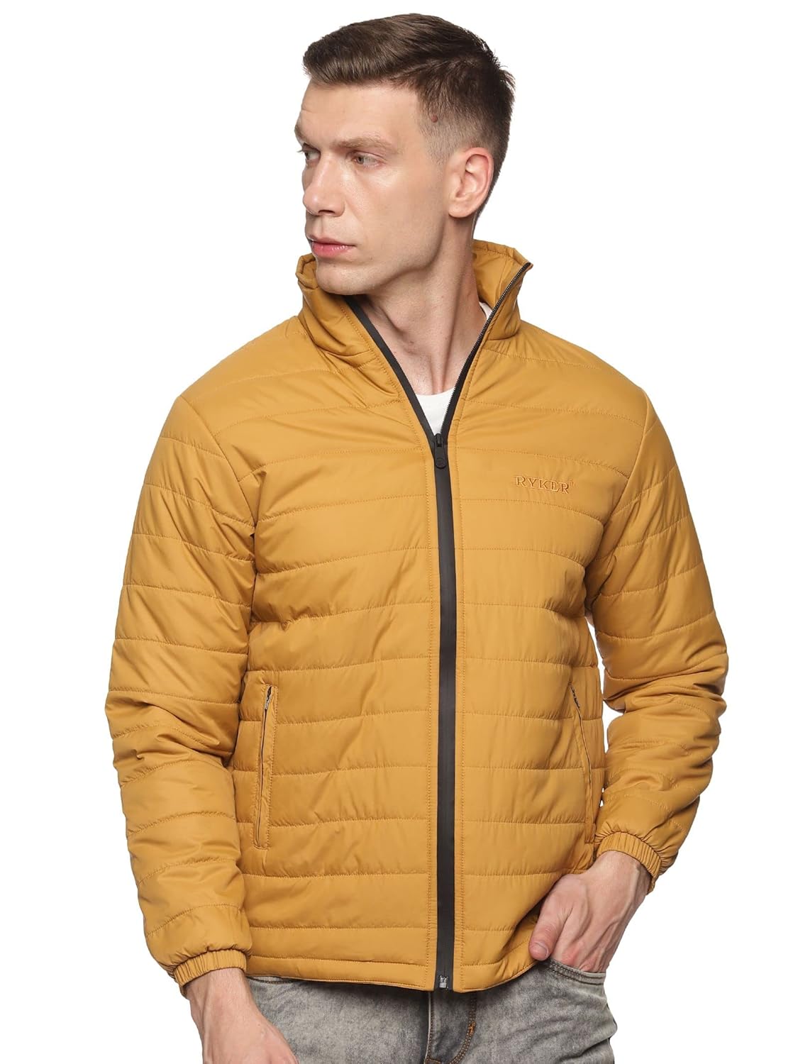 Ryker Solid Men’s Quilted Bomber Jacket Regular Fit Ryker Solid Men’s Quilted Bomber Jacket Regular Fit