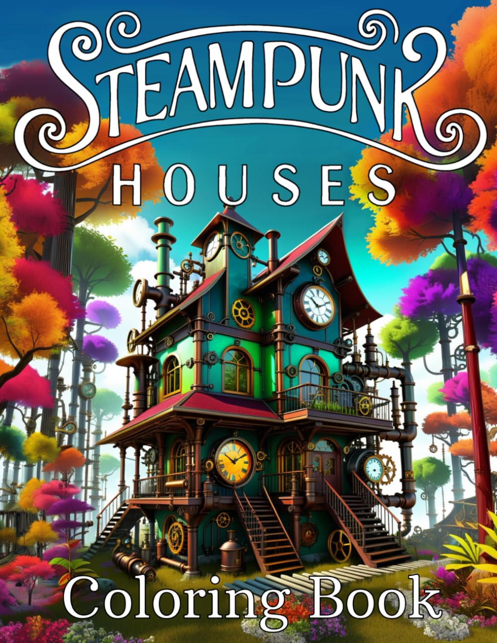 Steampunk Houses Coloring Book: Unleash your Creativity with 35 Detailed Steampunk Coloring Pages