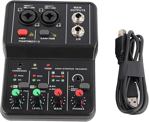 Miniatura 7 de GOWENIC Mezclador de audio de 2 canales, conectividad USB, GOWENICpyg84ih0e17120, plástico y aleación, 20Hz-20KHz, alimentación de 48V, karaoke
