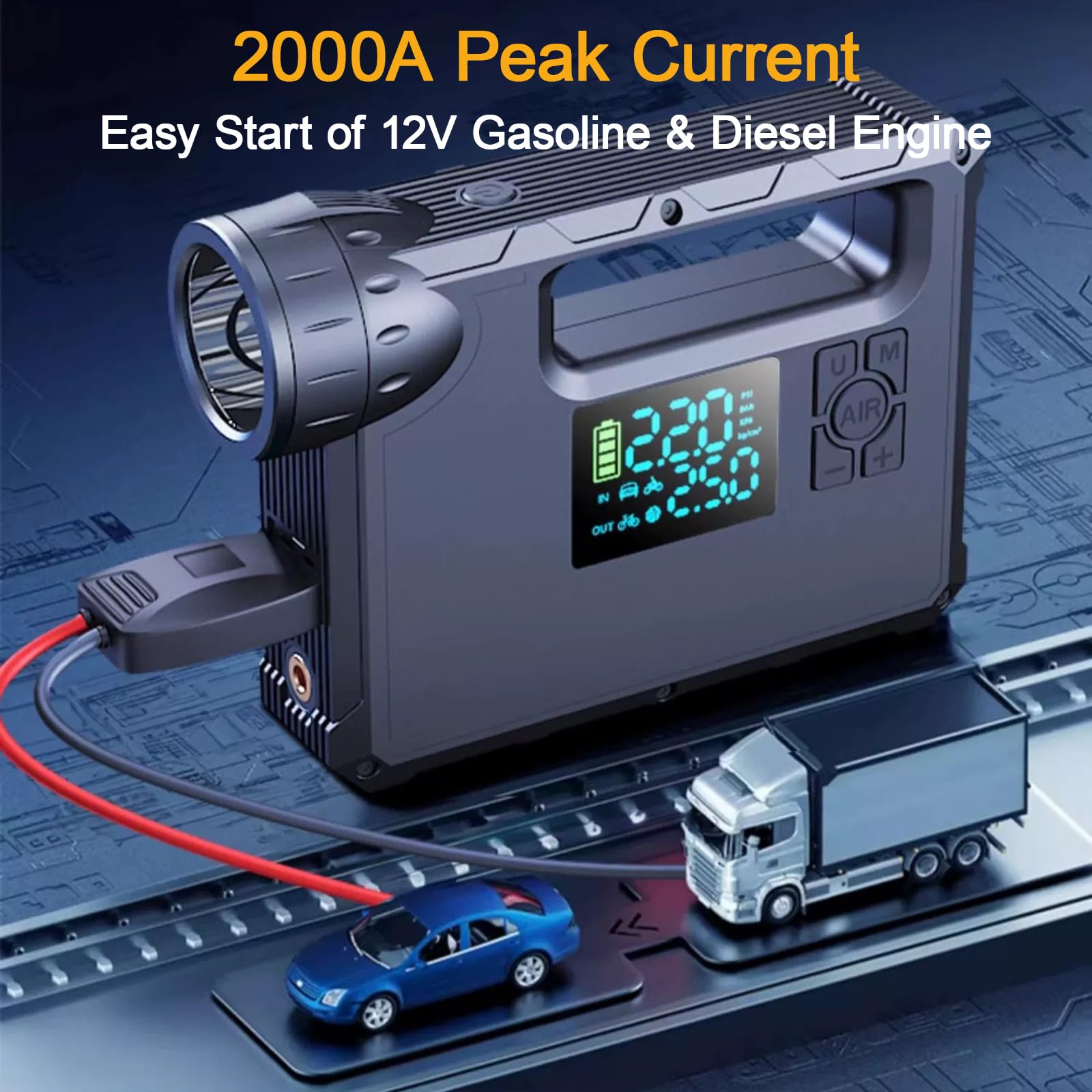 Jump Starter & Air Compressor - 16000mAh -2 Jump Starter & Air Compressor - 16000mAh -2