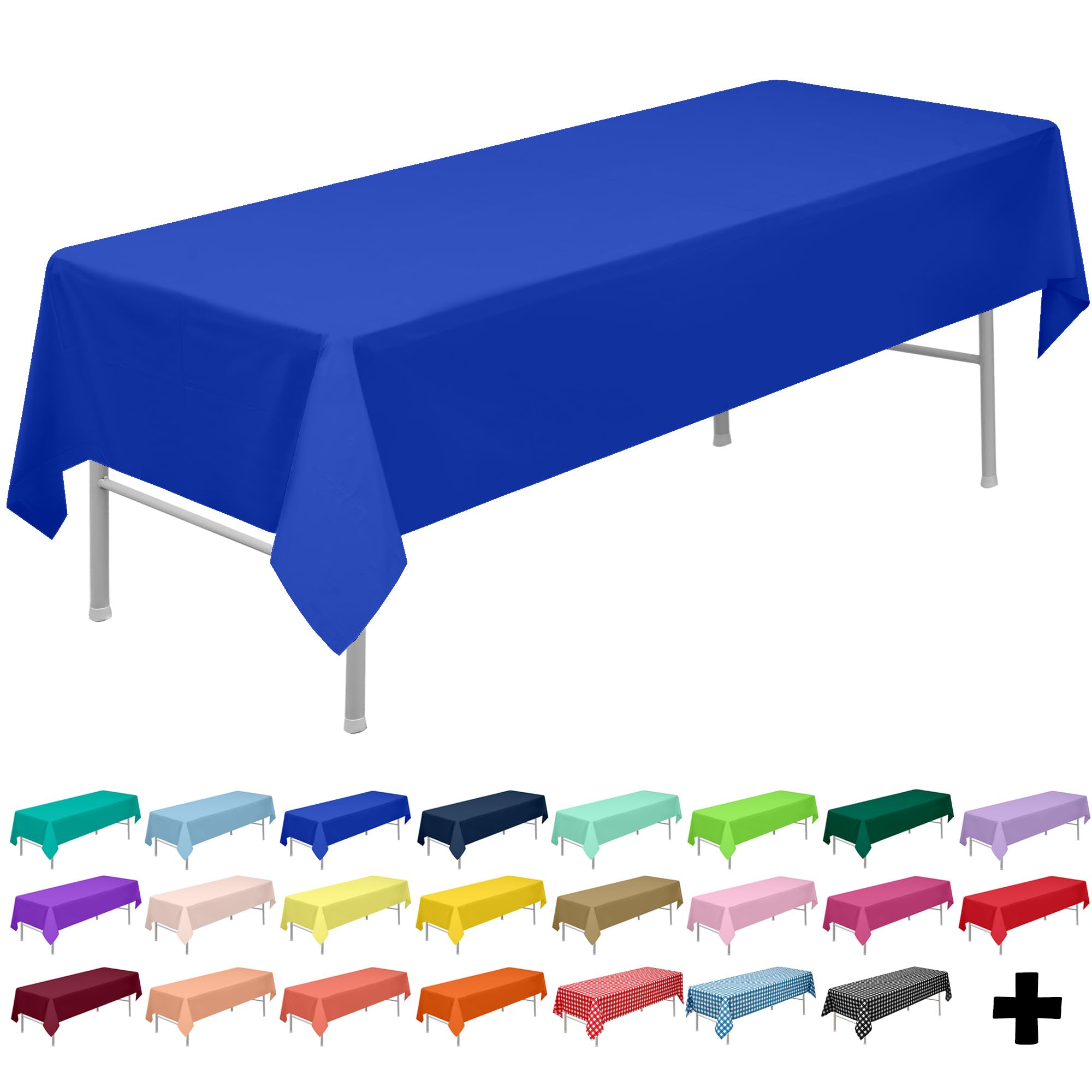 PARTY ULYJA Royal Blue Tablecloths Plastic 3-Pack Premium 54 Inches x 108 Inches Disposable Table Covers Decorative Table Cloths for Rectangle Tables