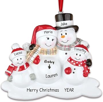3D Personalized Expecting Baby Ornament 2026 - Pregnancy Ornaments for Expecting 2026, Baby Announcement Ornament New Dad Gifts First Time Mom Gifts for Pregnant Women Snowman Family of 4 Soon to be 5