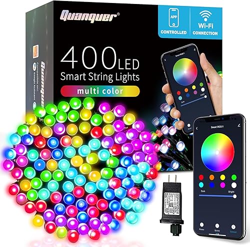 Luces de Navidad inteligentes que cambian de color 131 pies 400 LED WIFI App Control de luz RGB regulable Luces de árbol de Navidad funcionan con